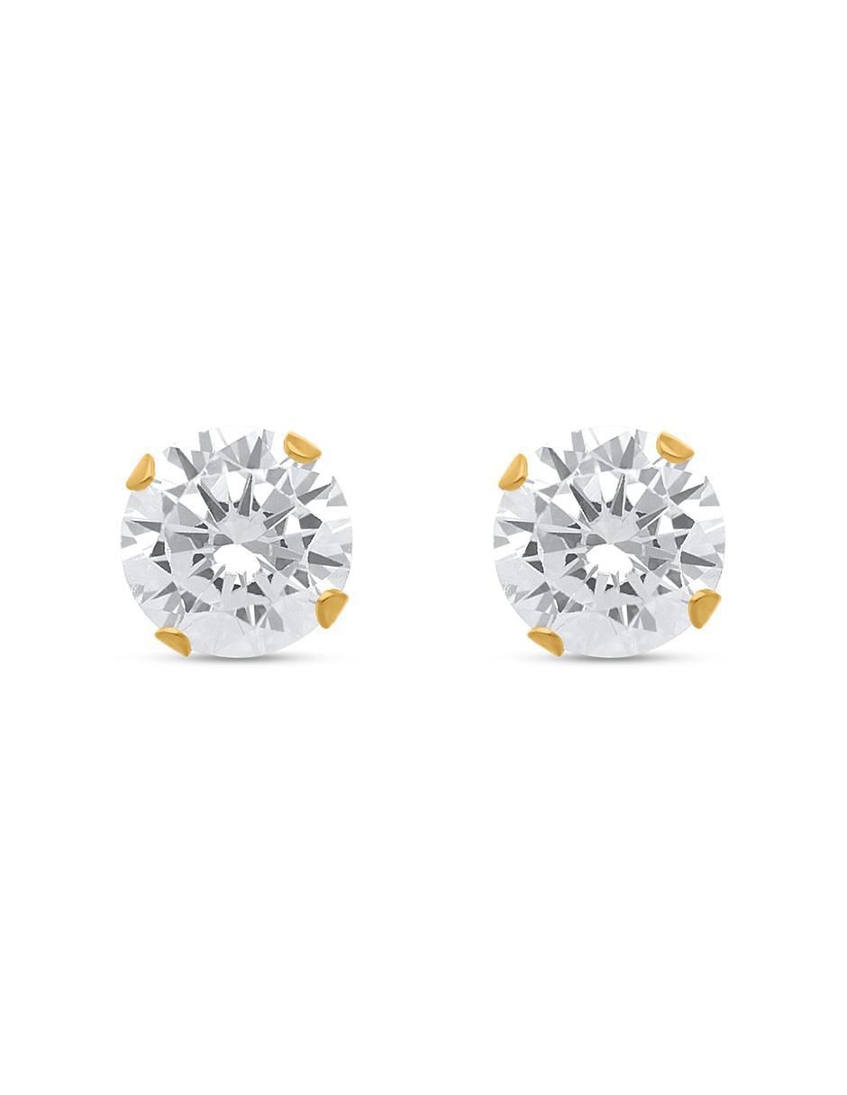 Broqueles circulares de oro amarillo zirconia