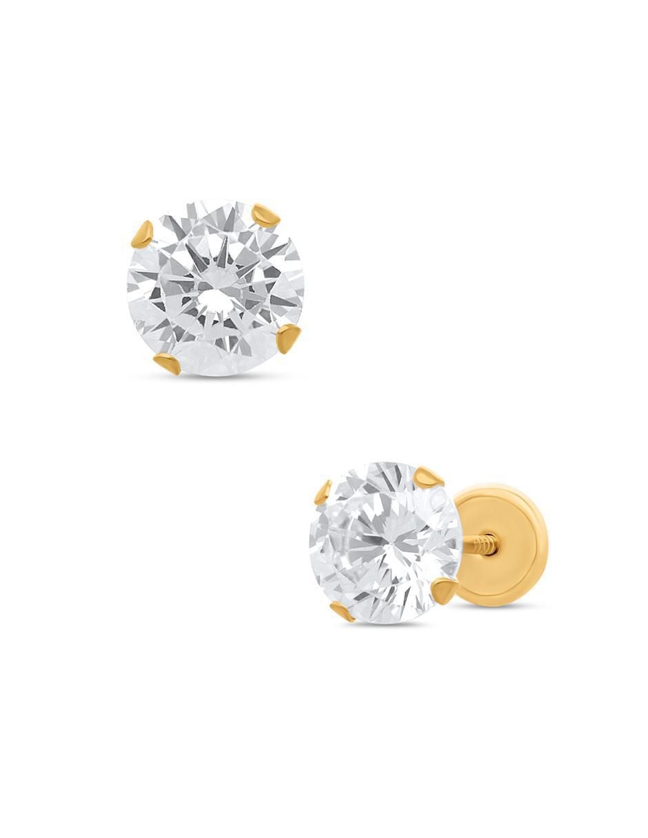 Broqueles circulares de oro amarillo zirconia 2