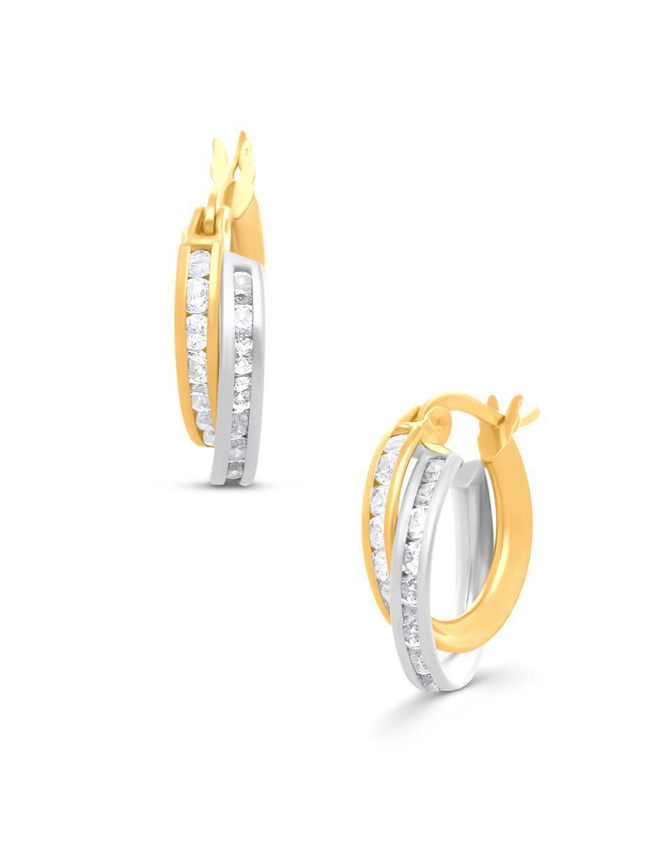 Arracadas de oro con acabado brillante zirconia 2