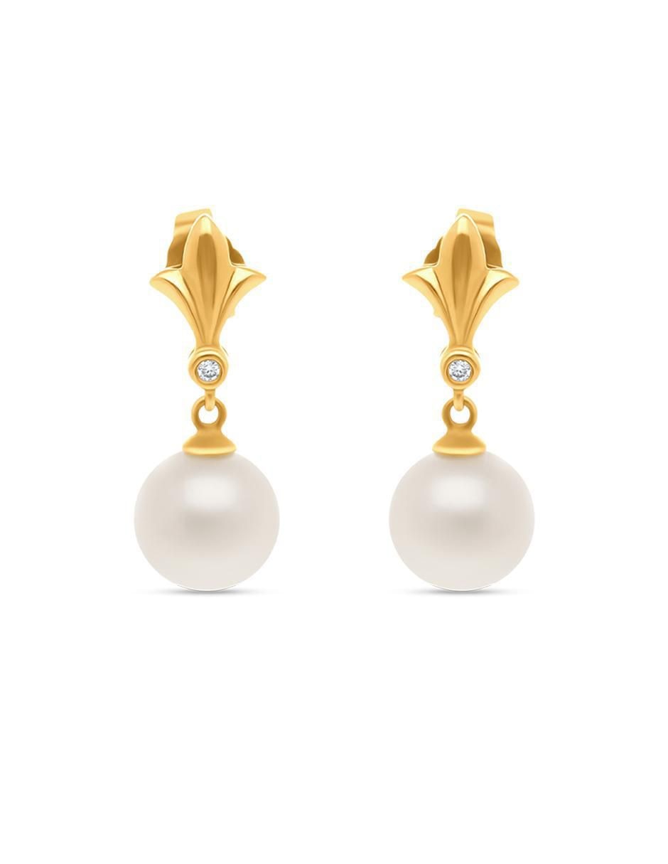 Aretes de perla de oro amarillo perla Aretes de perla de oro amarillo perla
