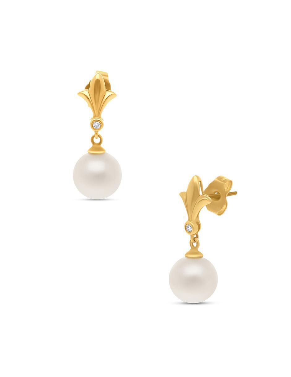 Aretes de perla de oro amarillo perla 2