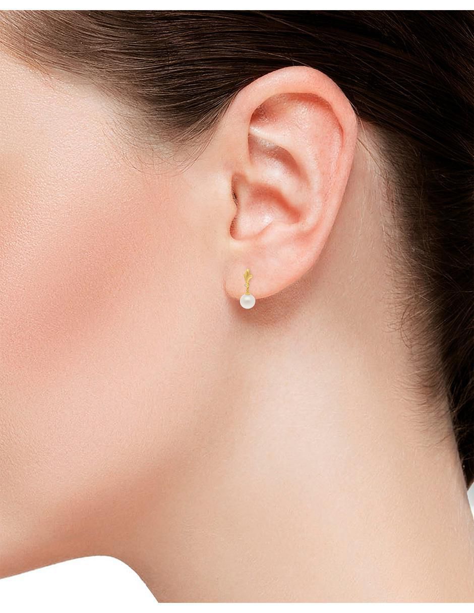 Aretes de perla de oro amarillo perla 3