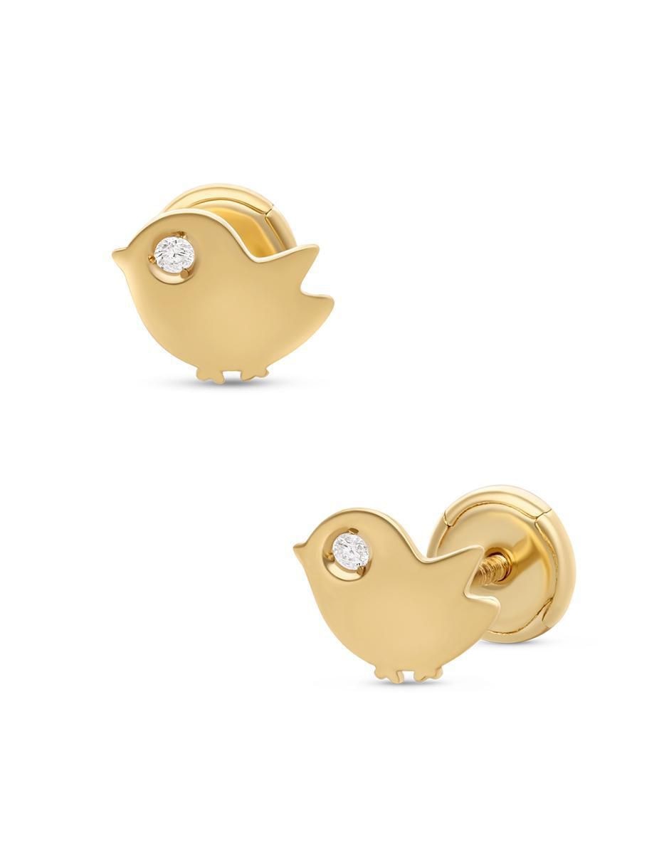 Broqueles de pájaro de oro amarillo diamante 2