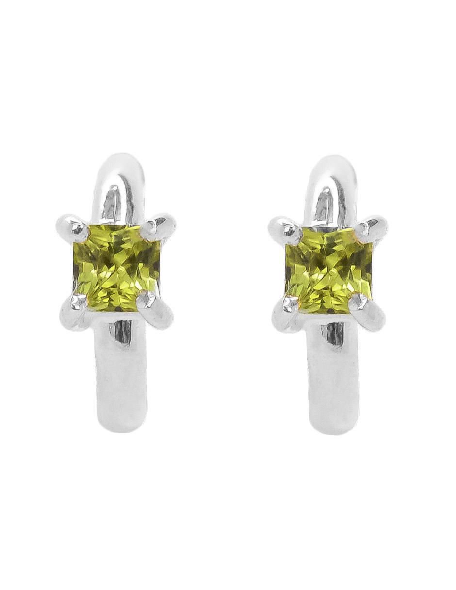 Aretes cuadrados de plata P 925 con acabado plateado zirconia