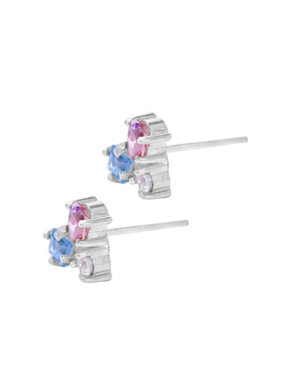 Aretes Destellos De La Tierra de plata P 925 con acabado plateado rodolita 2