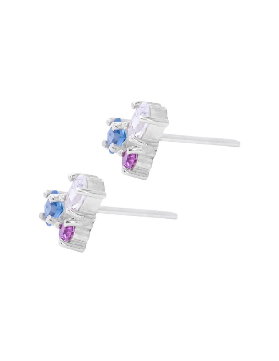 Aretes Destellos De La Tierra de plata P 925 con acabado plateado rodolita 3