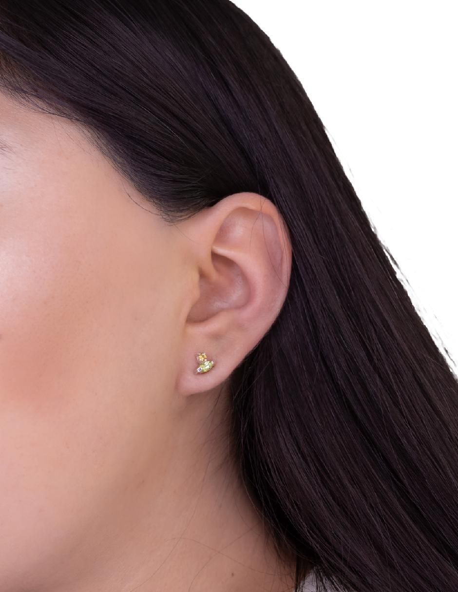 Aretes de rombo Destellos De La Tierra de plata P 925 con acabado plateado peridoto 4