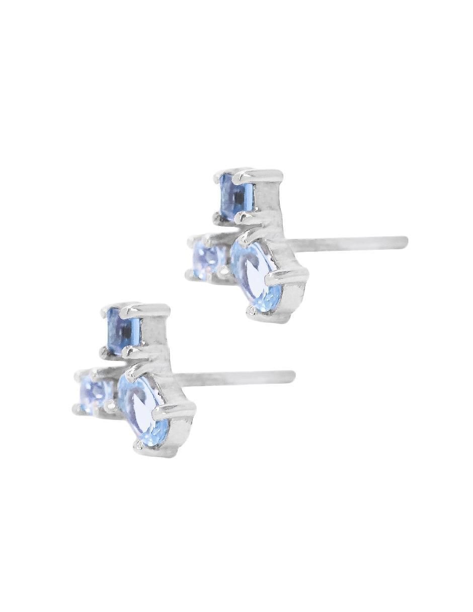 Aretes Destellos De La Tierra de plata P 925 con acabado plateado topacio 2