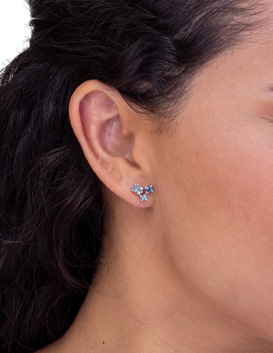 Aretes Destellos De La Tierra de plata P 925 con acabado plateado topacio 3