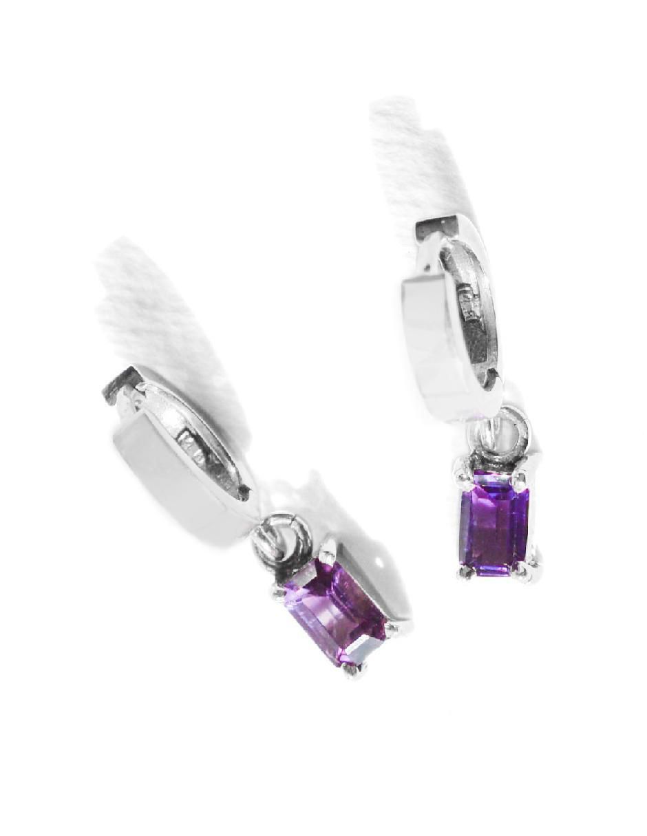 Aretes octagonales Destellos De La Tierra de plata P 925 con acabado plateado amatista 4