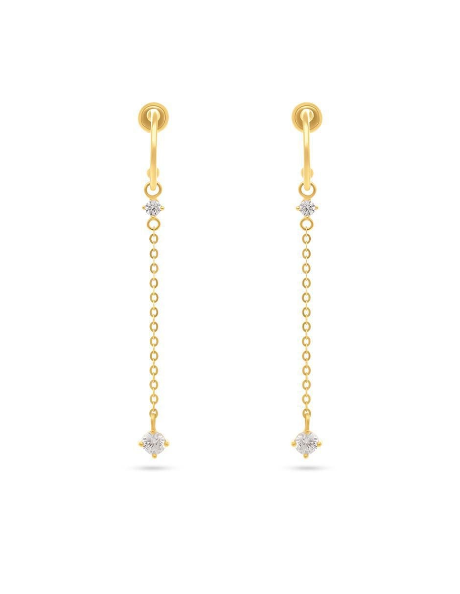 Aretes de aro de borla de oro con acabado pavé zirconia