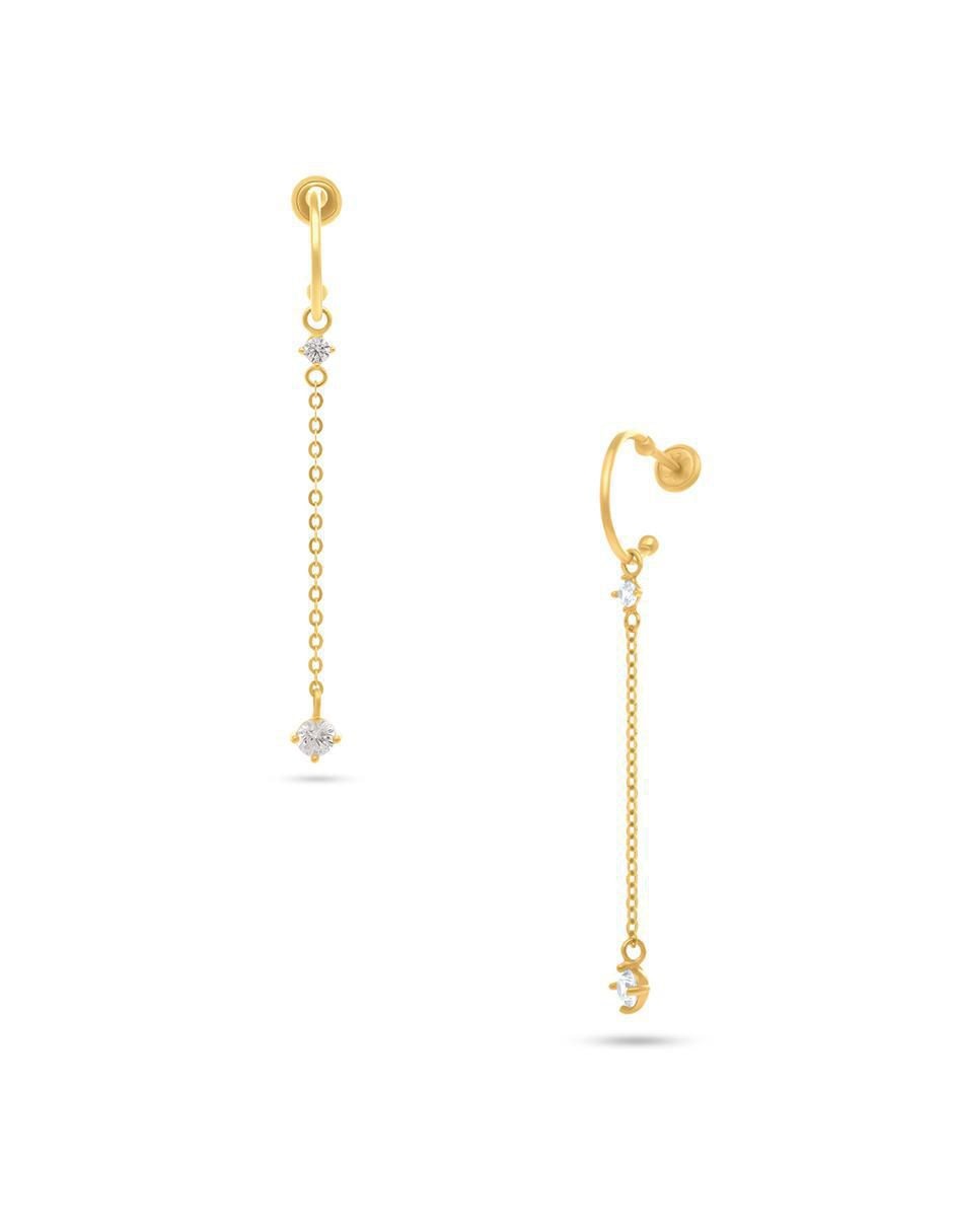 Aretes de aro de borla de oro con acabado pavé zirconia 2