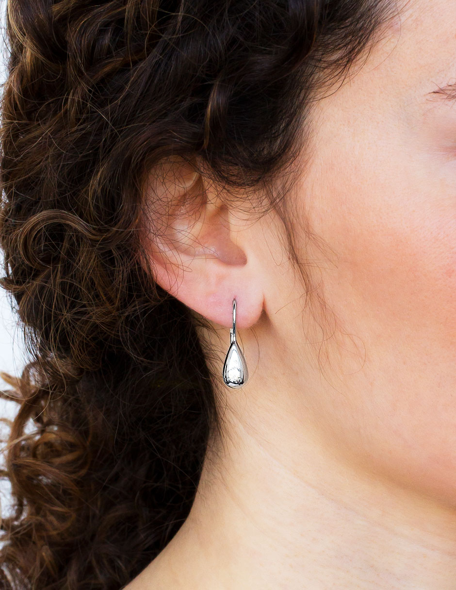 Aretes de gota de plata P 925 con acabado brillante 4