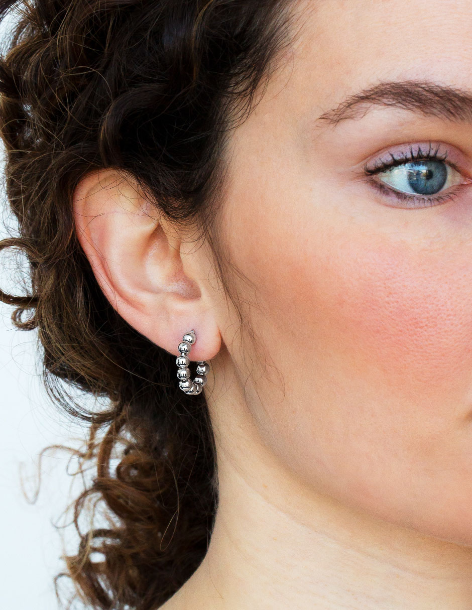Aretes de aro circulares de plata P 925 con acabado brillante 4