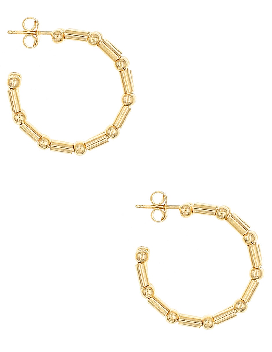 Aretes de aro de plata P 925 con acabado brillante