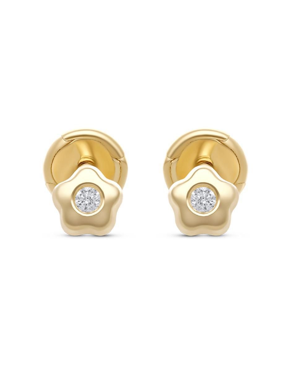Broqueles de flor de oro con acabado pavé diamante Broqueles de flor de oro con acabado pavé diamante
