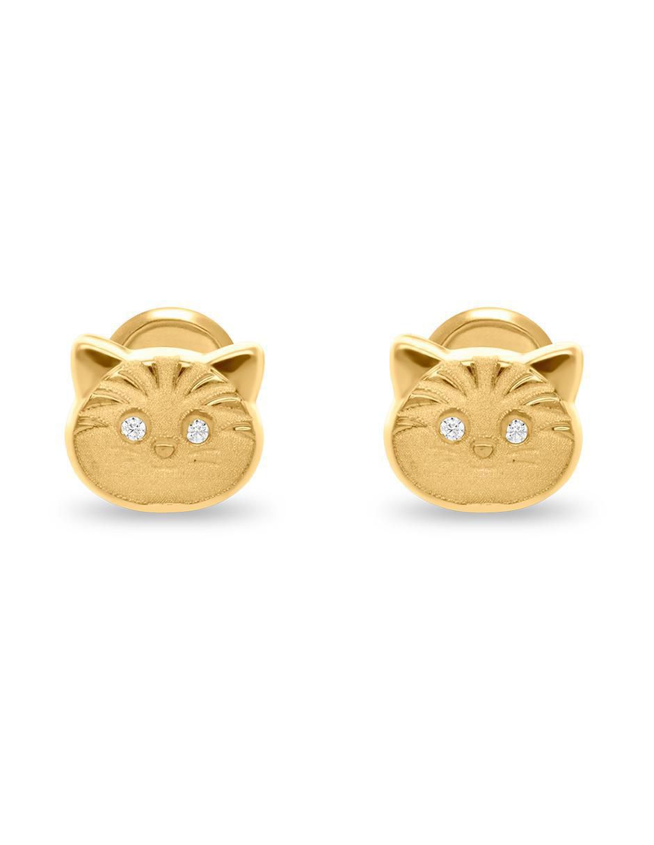 Broqueles de gato de oro zirconia