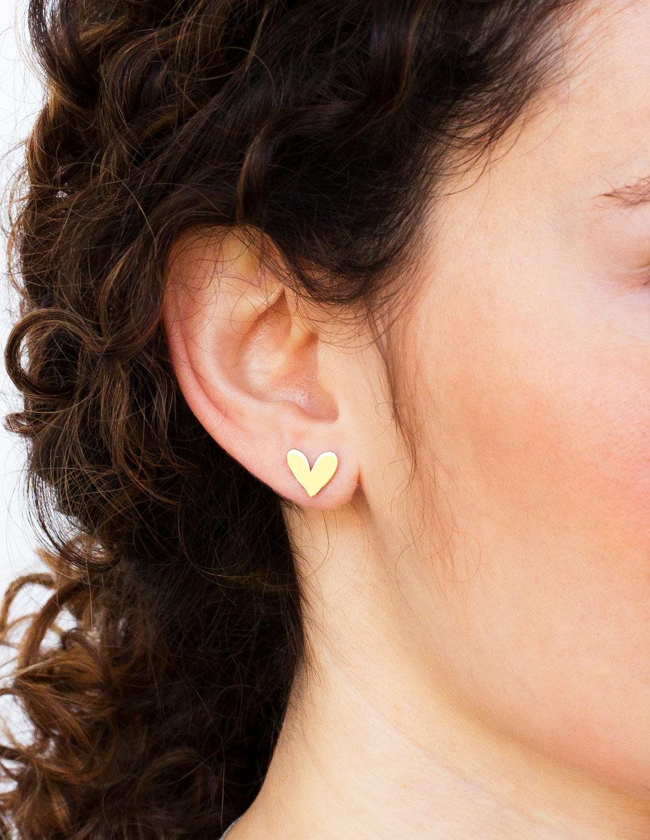 Aretes de corazón de plata P 925 con acabado brillante 4