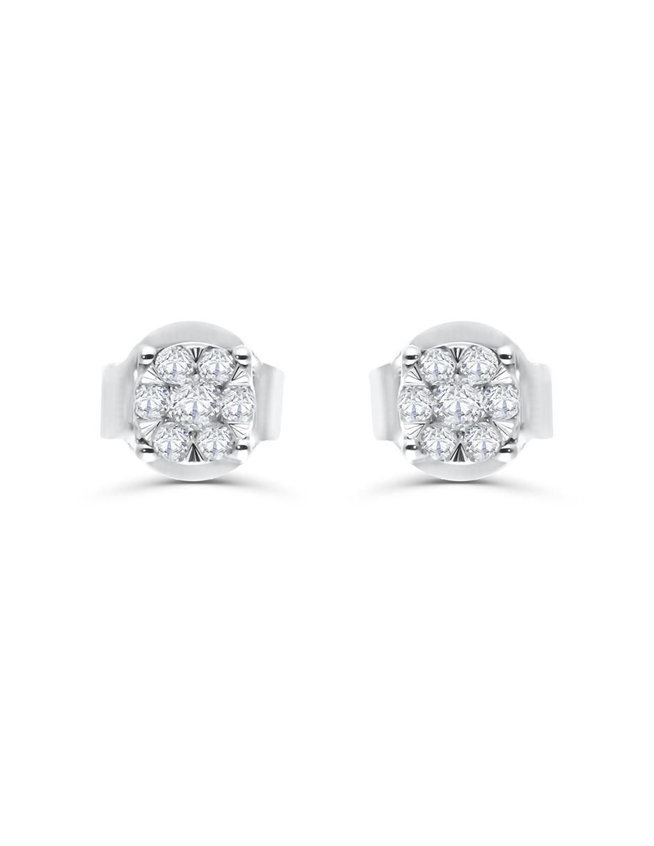 Broqueles circulares de oro blanco con acabado brillante diamante Broqueles circulares de oro blanco con acabado brillante diamante