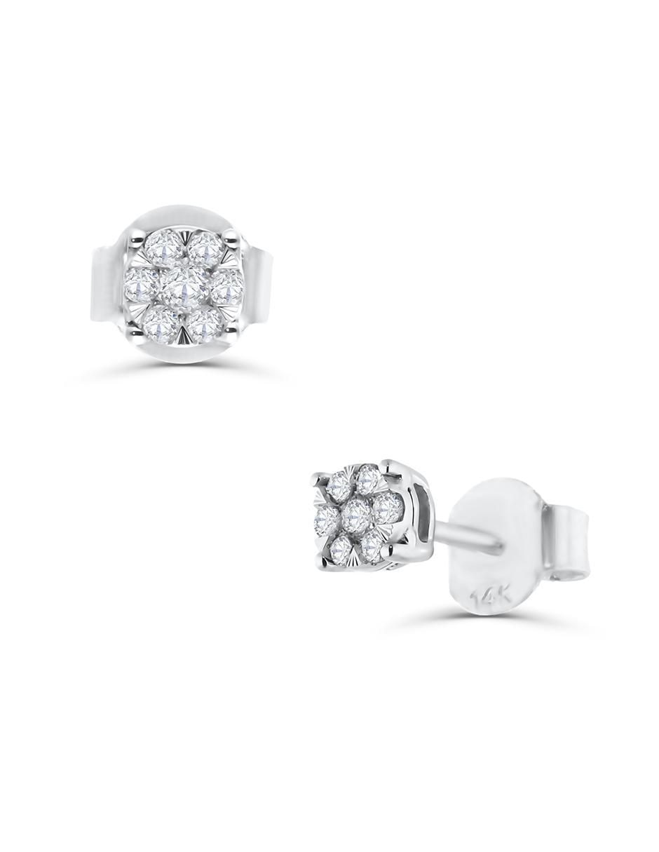 Broqueles circulares de oro blanco con acabado brillante diamante 3
