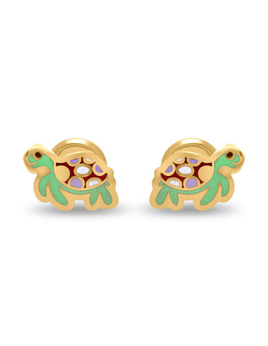 Broqueles de tortuga de oro con acabado esmaltado Broqueles de tortuga de oro con acabado esmaltado