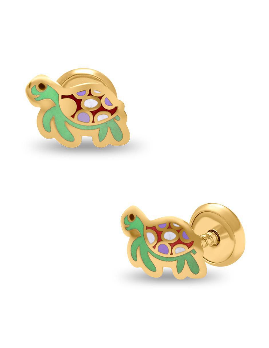 Broqueles de tortuga de oro con acabado esmaltado 2