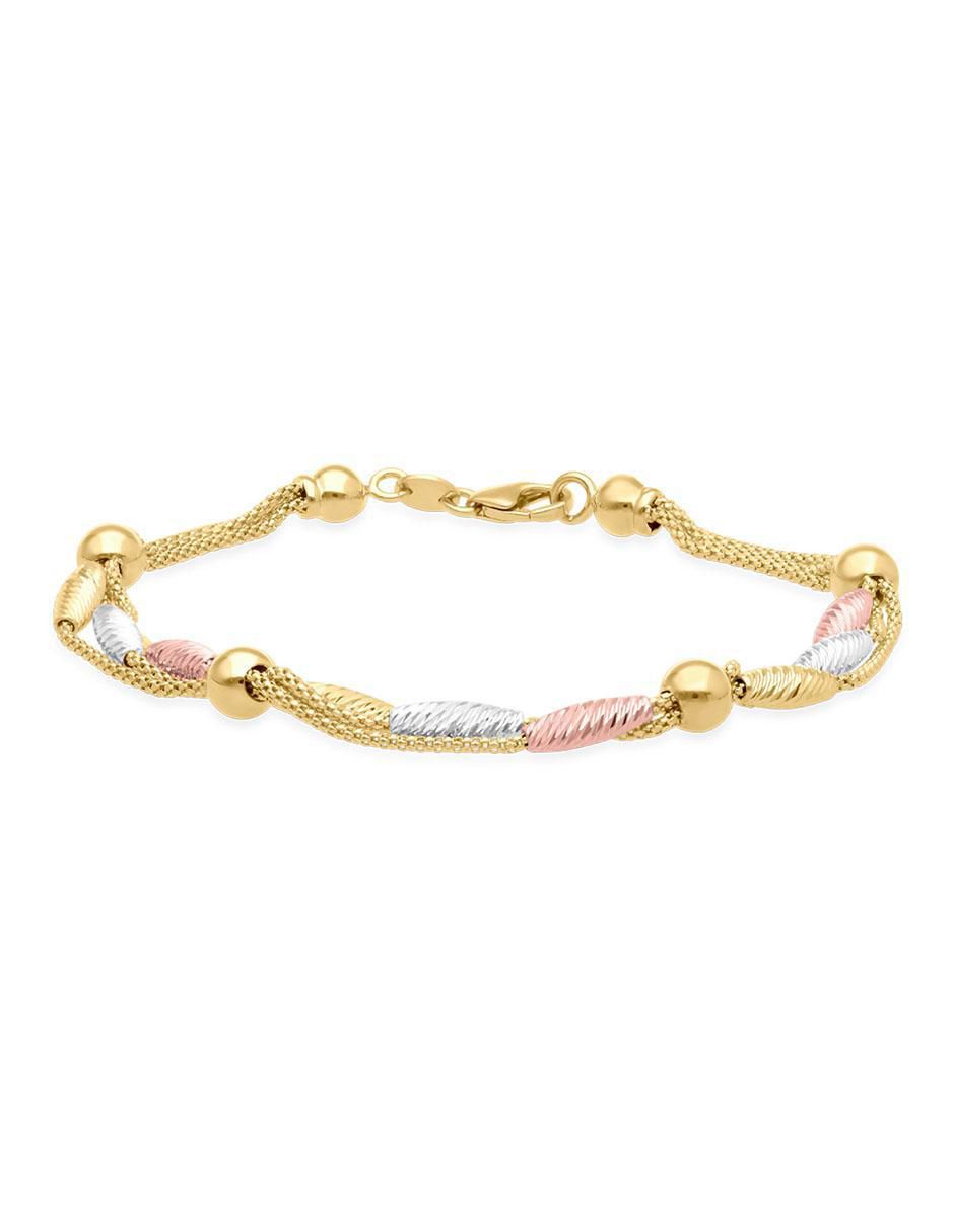 Pulsera de oro 14 K con acabado brillante