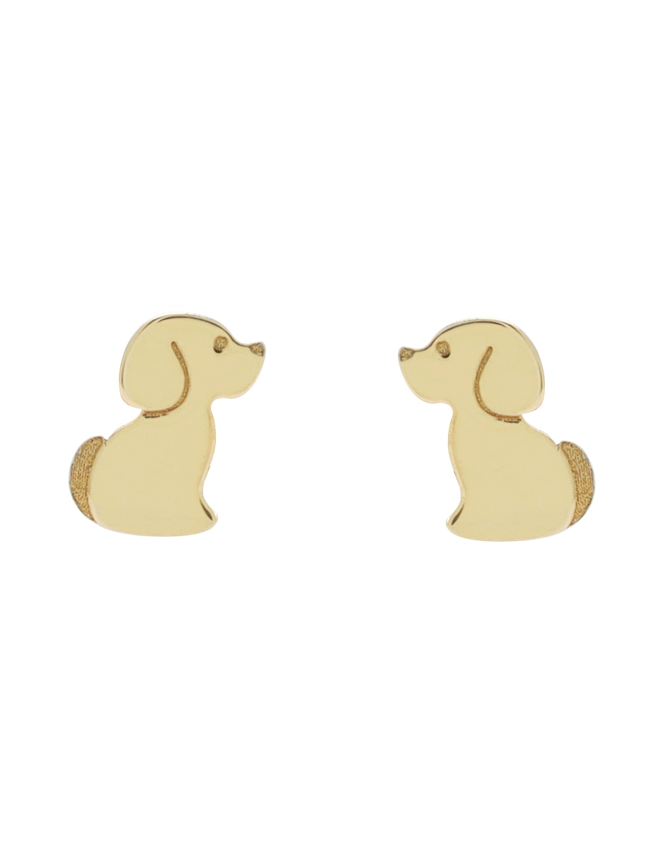 Broqueles de perro Tetera de oro 14 k con acabado espejo