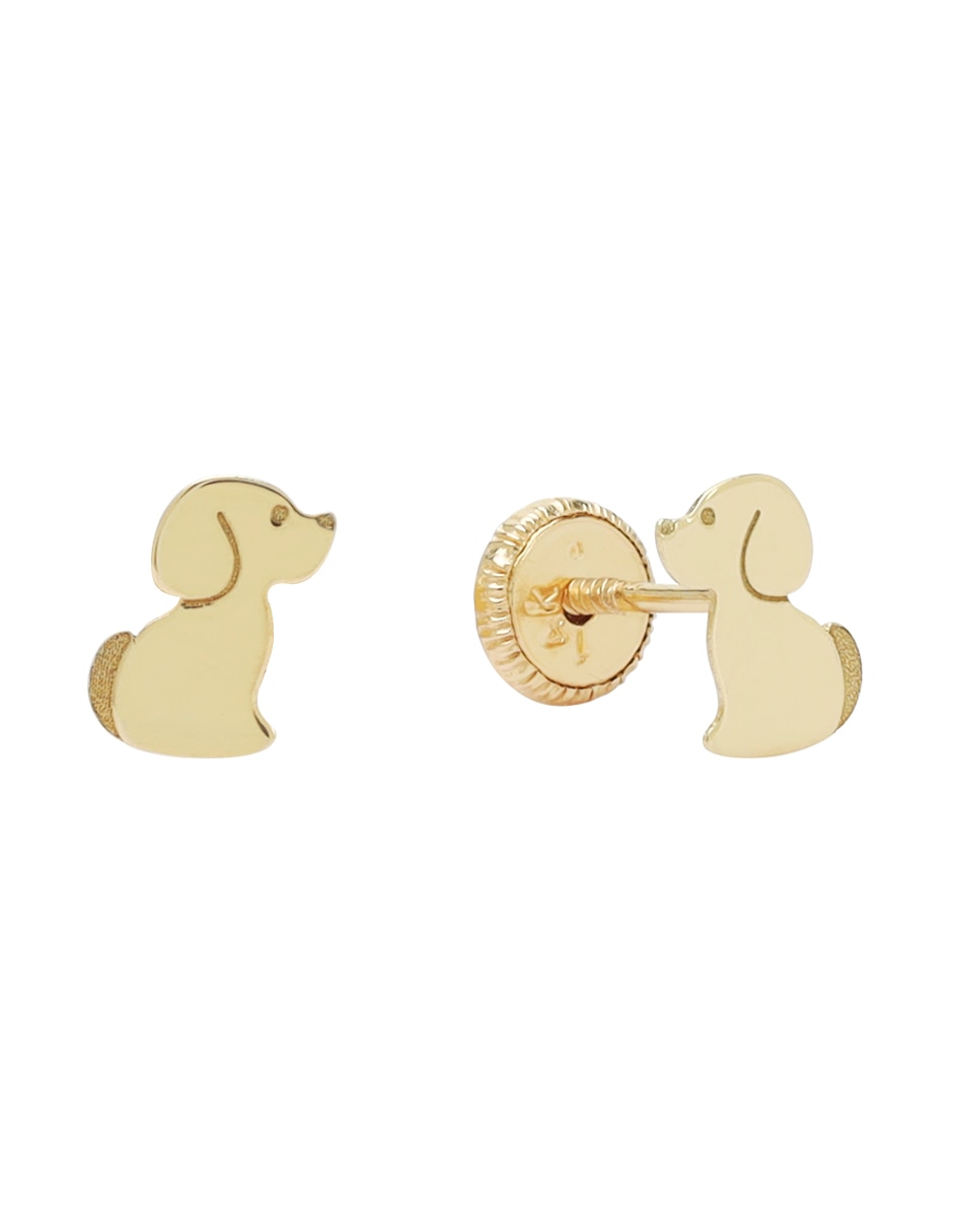 Broqueles de perro Tetera de oro 14 k con acabado espejo 2