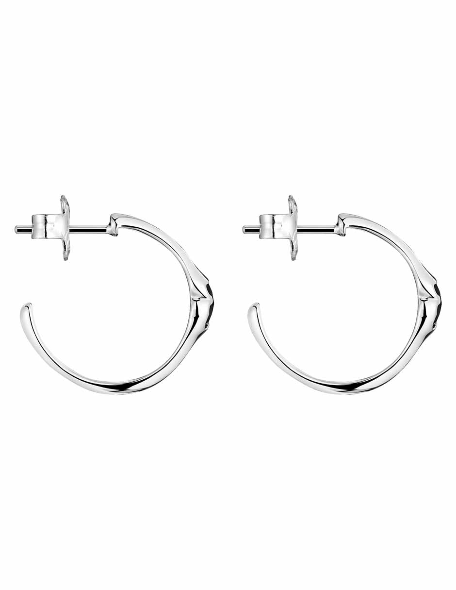 Aretes de aro de oso de plata P 925 con acabado brillante ónix 2
