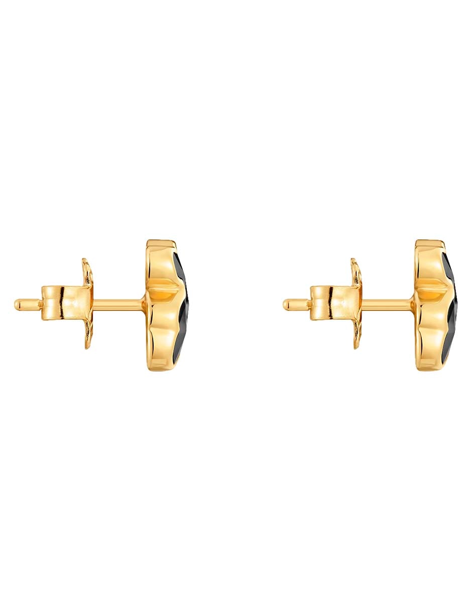 Aretes de oso de plata P 925 con acabado baño de oro ónix 2