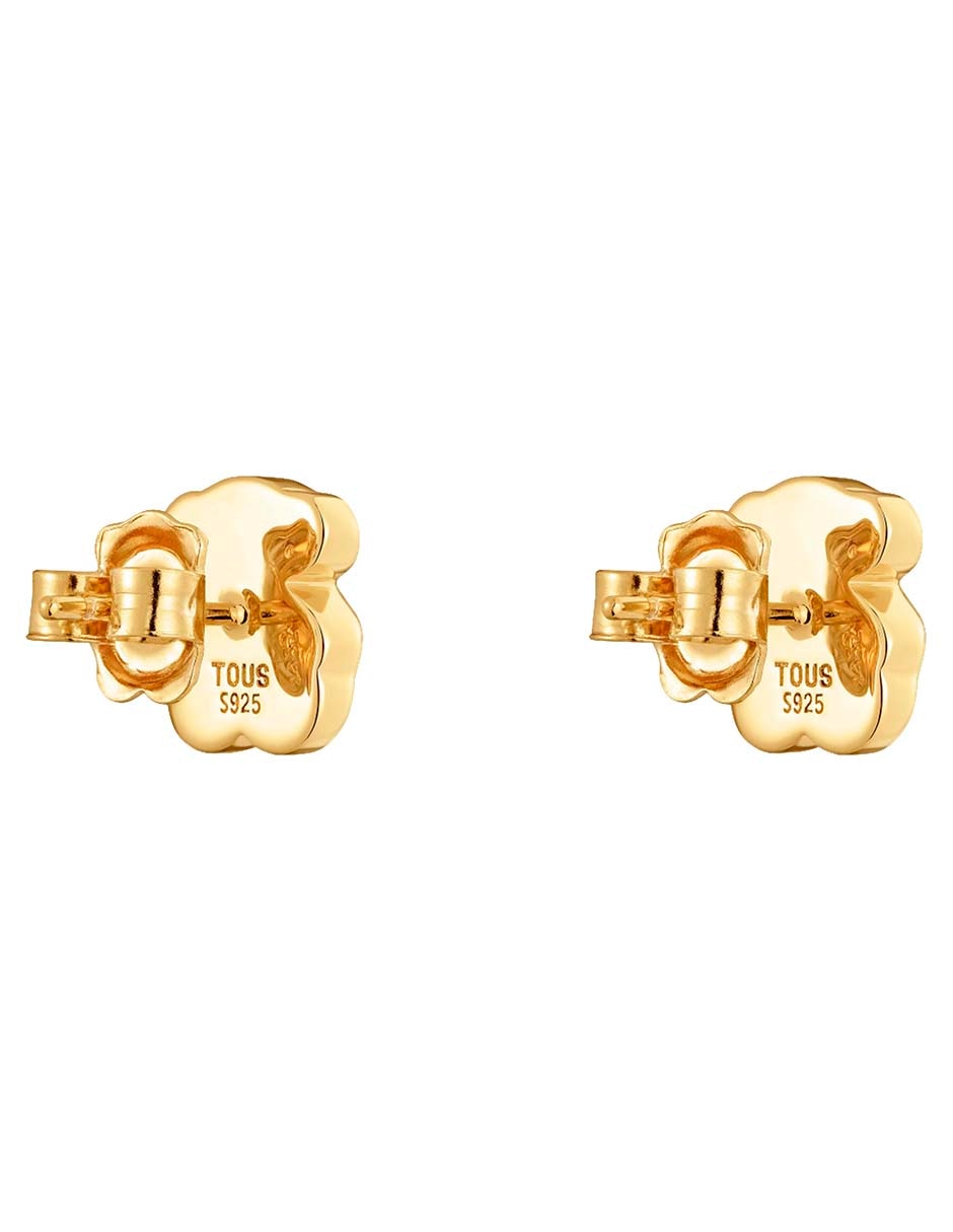 Aretes de oso de plata P 925 con acabado baño de oro ónix 3