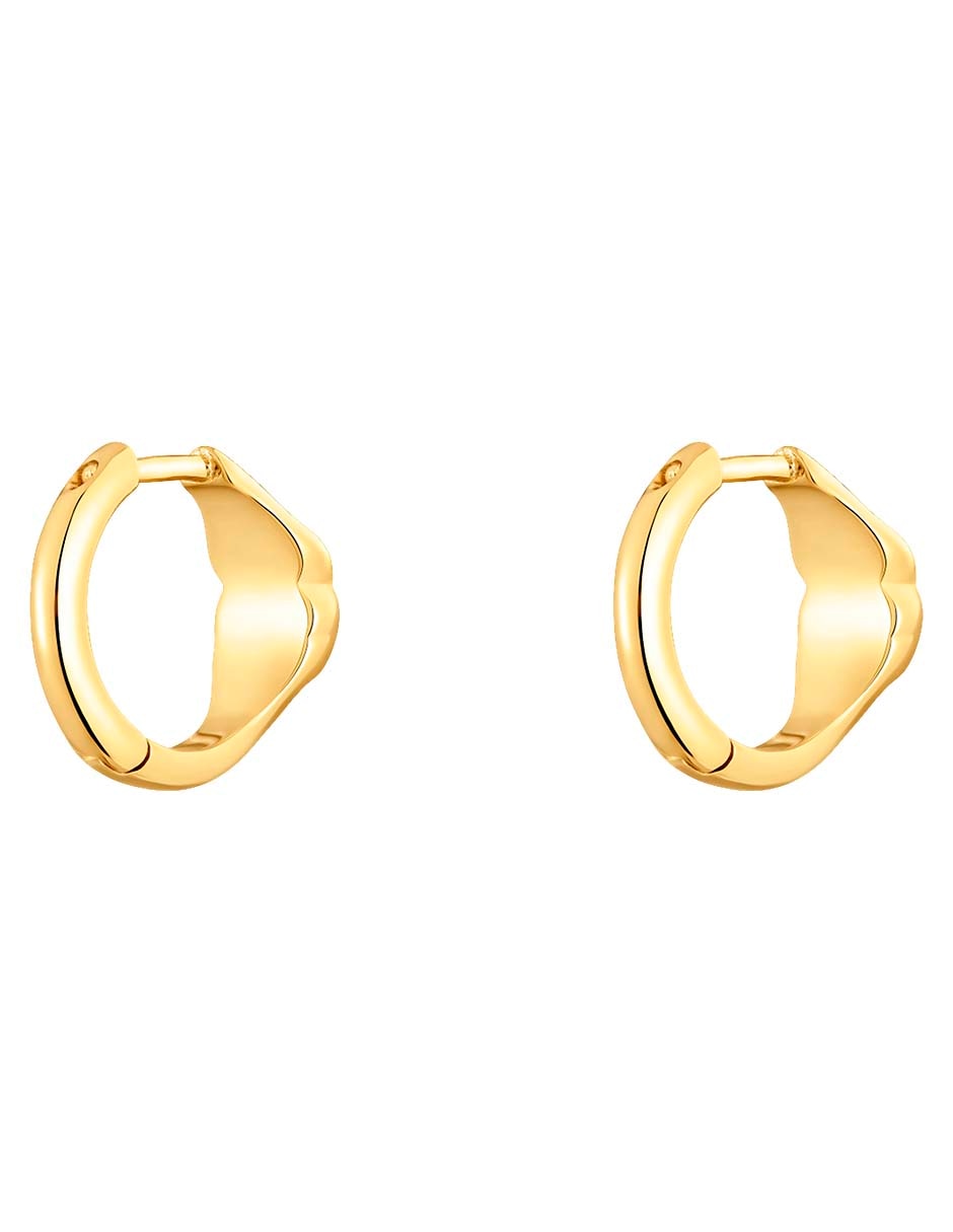 Aretes de aro de oso de plata P 925 con acabado baño de oro ónix 3