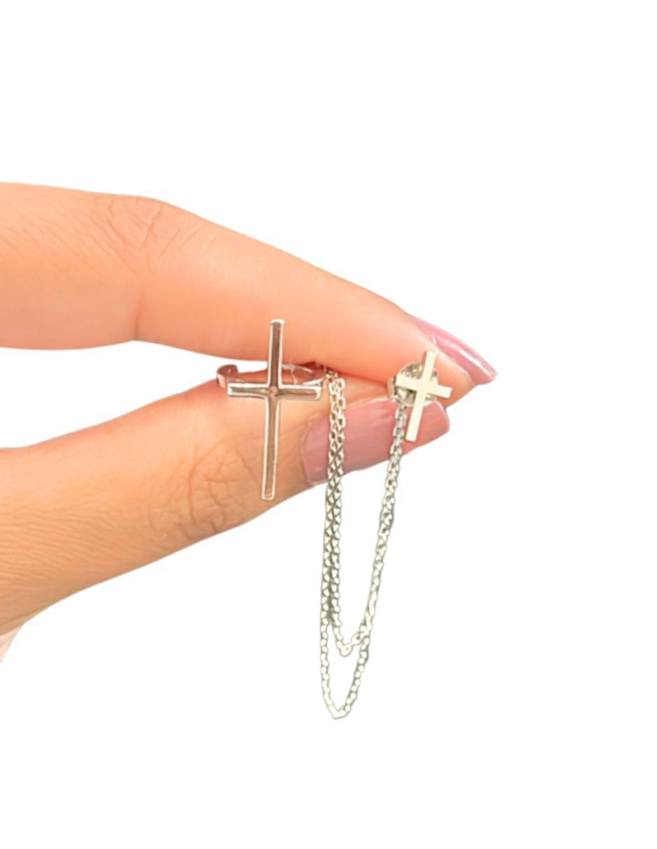 Aretes de cruz de plata P 925 con acabado brillante 2