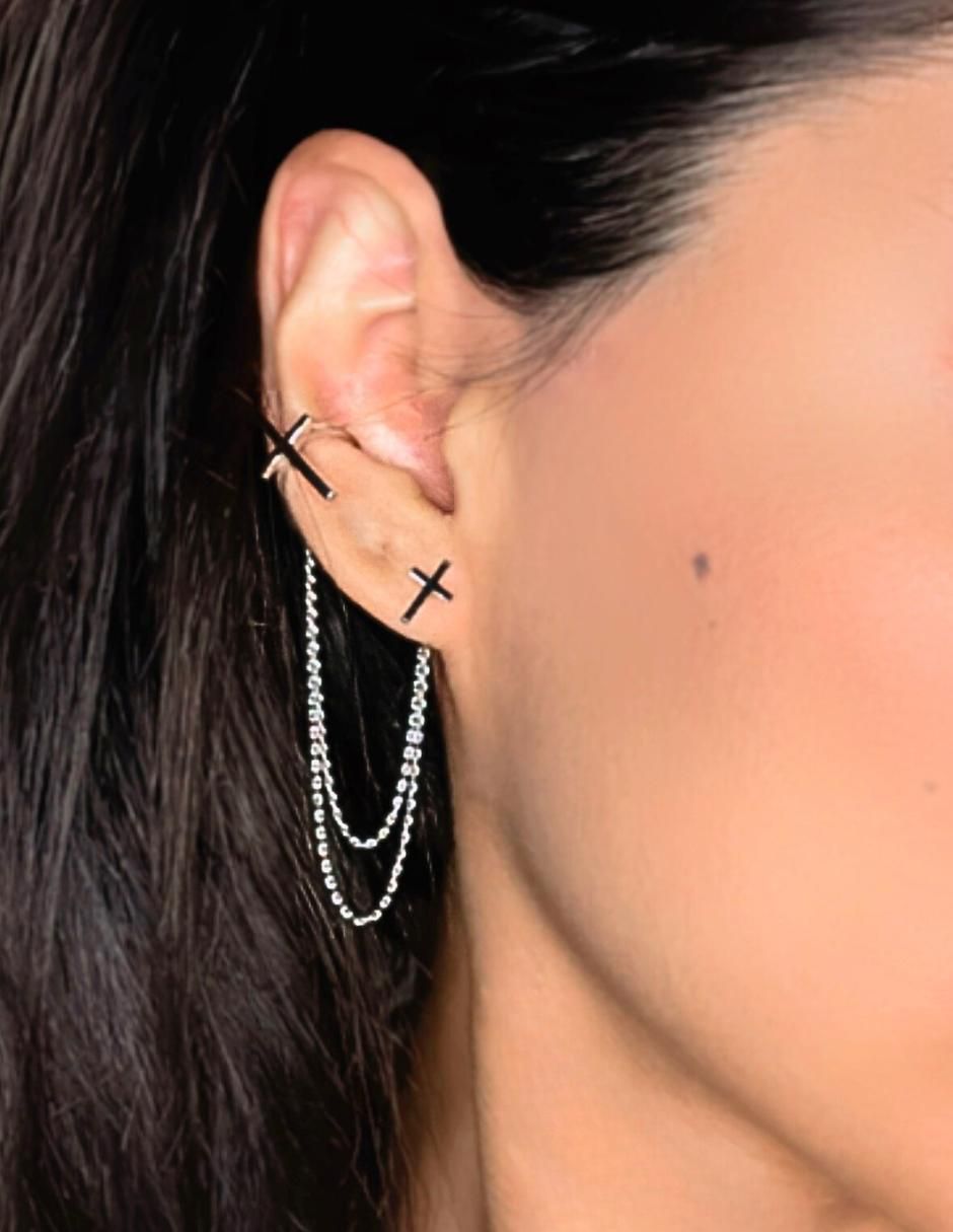 Aretes de cruz de plata P 925 con acabado brillante 3