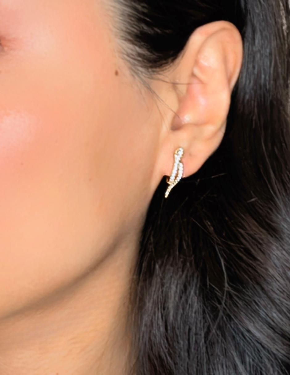 Aretes de serpiente de plata P 925 con acabado baño de oro zirconia 2