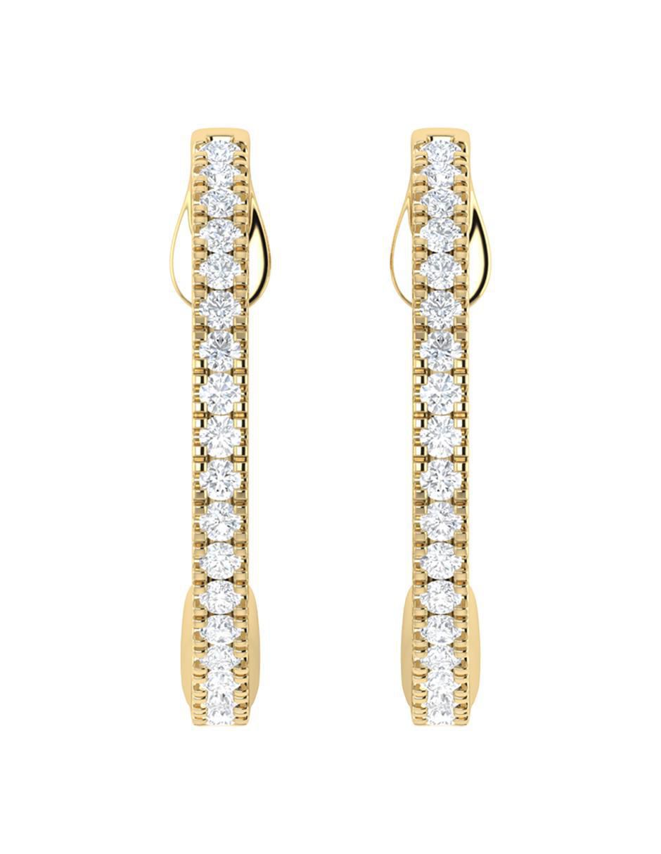 Aretes circulares de oro con acabado diamantado diamante