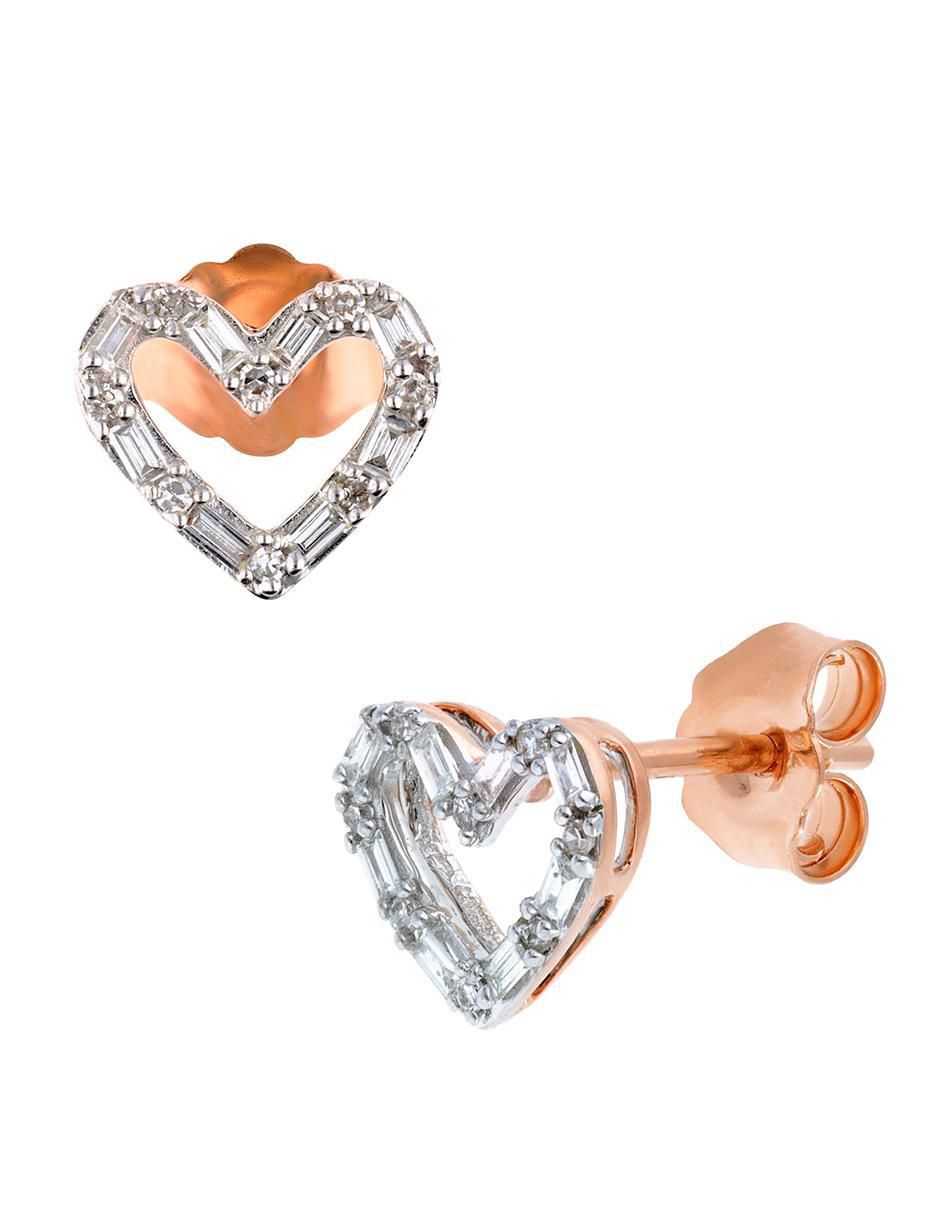 Broqueles de corazón de oro con acabado diamantado diamante