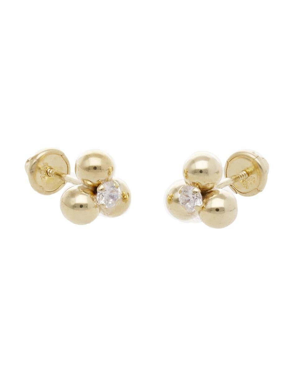 Broqueles de esfera de oro 10 K con acabado pavé zirconia Broqueles de esfera de oro 10 K con acabado pavé zirconia