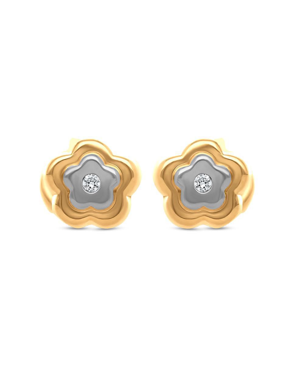 Broqueles de flor de oro diamante