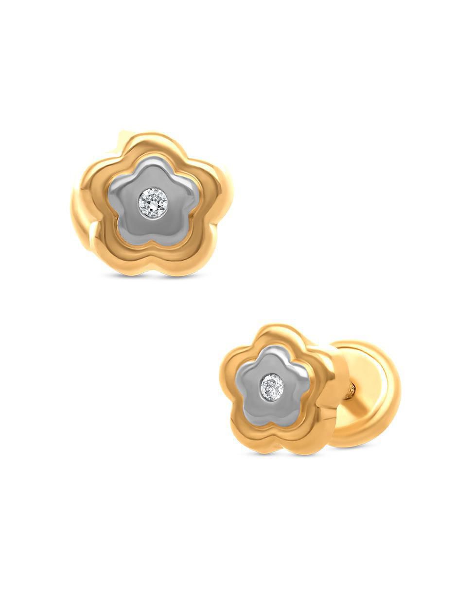 Broqueles de flor de oro diamante 2