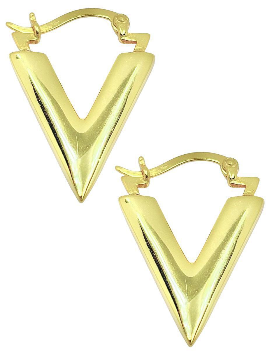 Arracadas triangulares de plata P 925 con acabado baño de oro