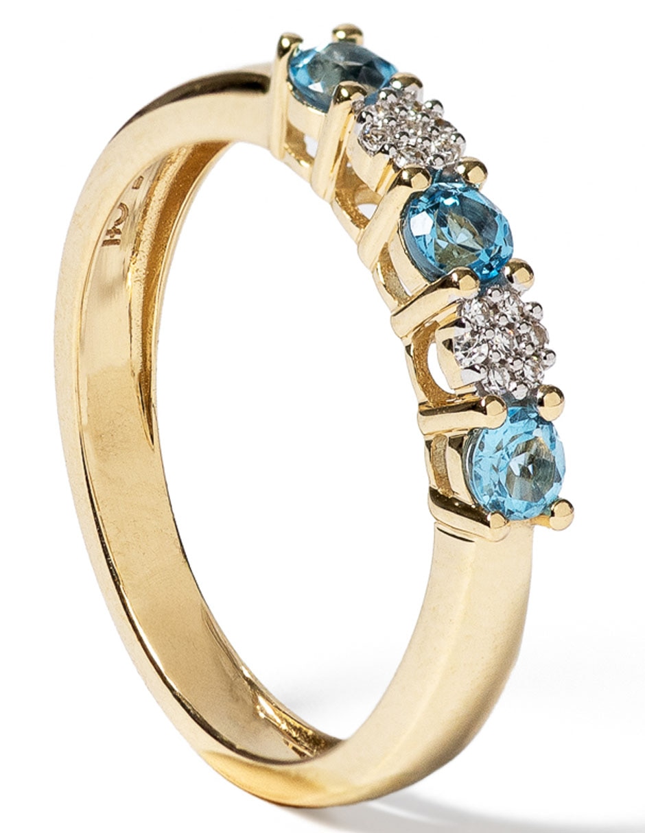 Anillo 14 k de oro topacio y diamante pavé 2
