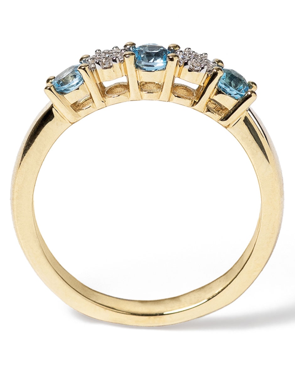 Anillo 14 k de oro topacio y diamante pavé 3