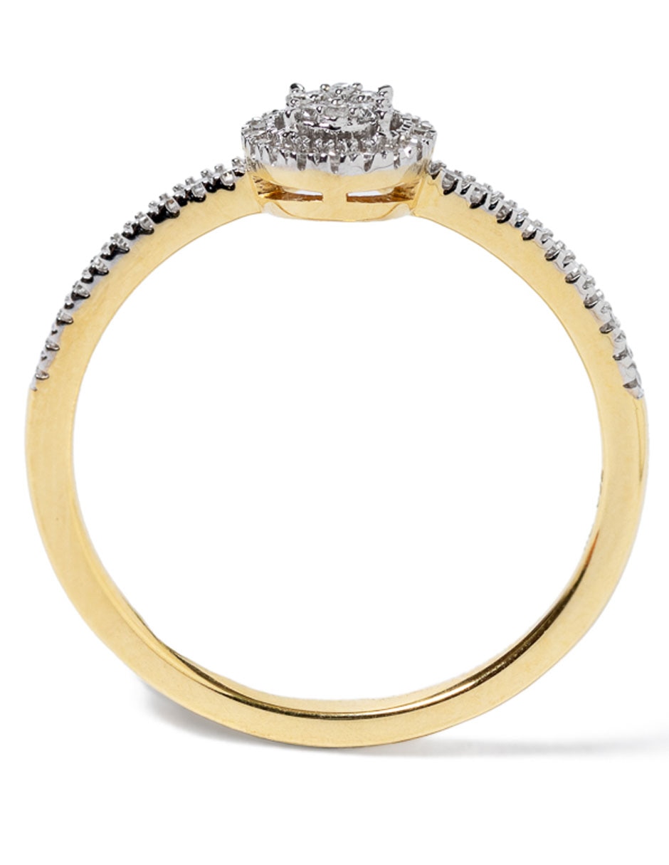 Anillo con gema 14 k de oro diamante pavé 3