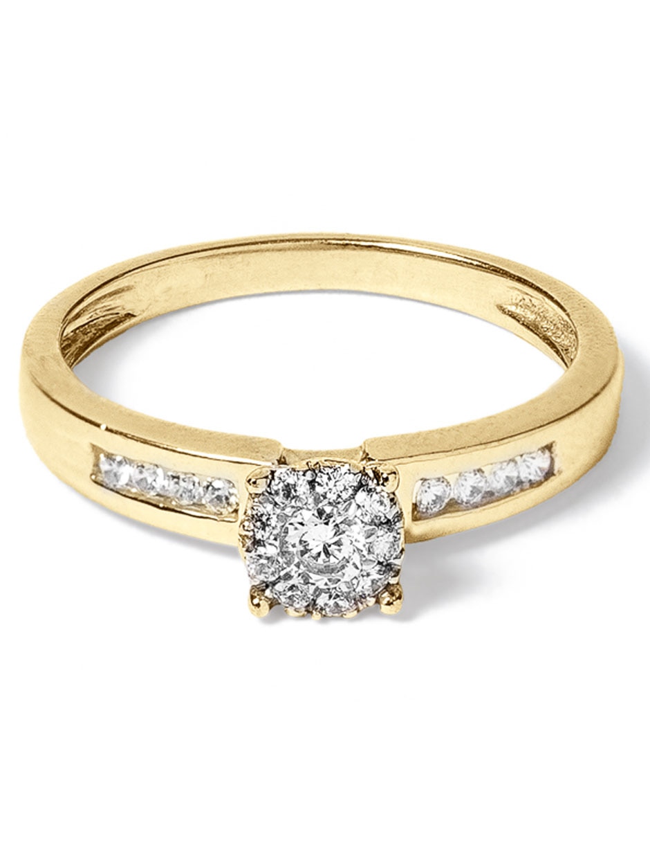 Anillo con gema 14 k de oro diamante pulido