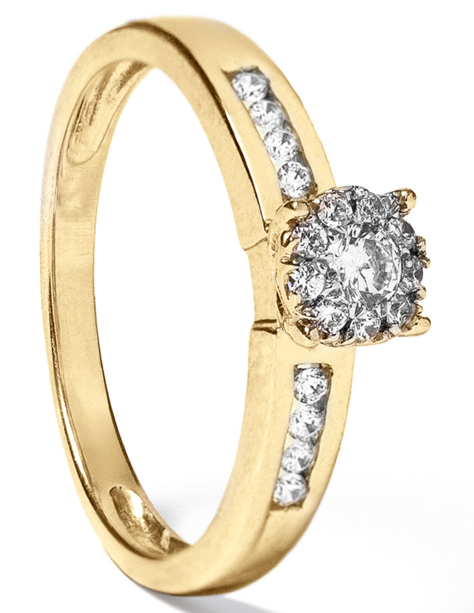 Anillo con gema 14 k de oro diamante pulido 2