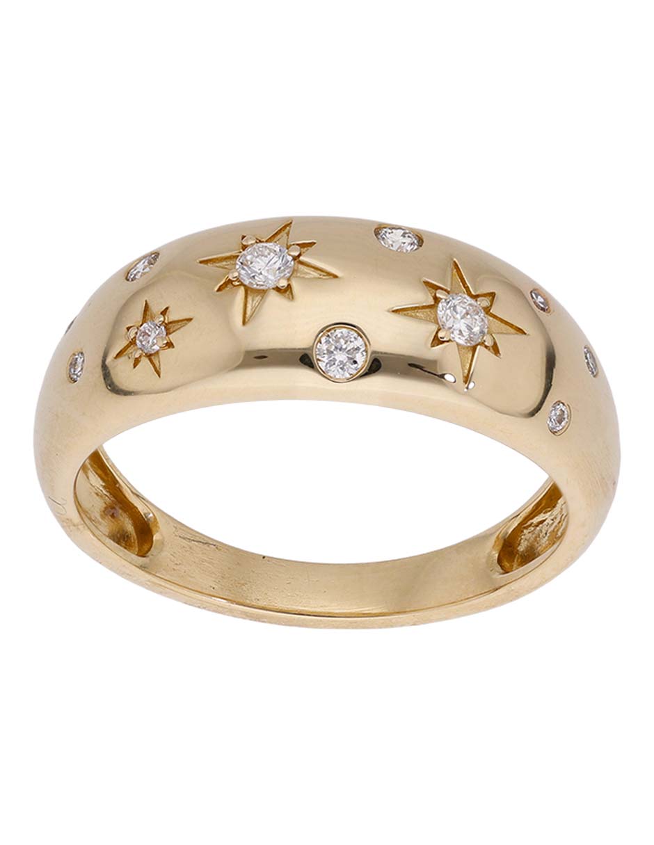 Anillo 14 k de oro diamante pavé