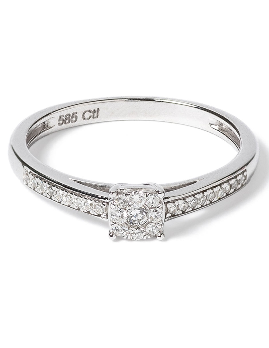 Anillo con gema 14 k de oro diamante pulido