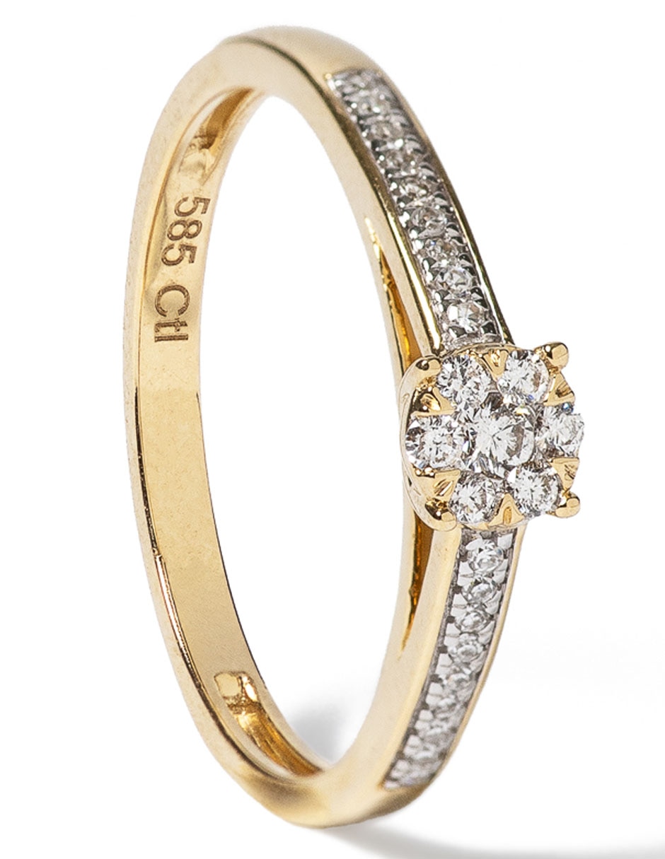 Anillo 14 k de oro diamante pavé 2